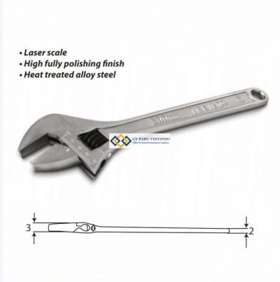 Kunci Inggris Hitam - Adjustable Wrench Black Size 18 Inch
