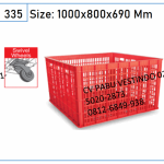 Green Leaf 2180 LS Keranjang Box roda Container Berlubang Plastik Serbaguna Industri wadah