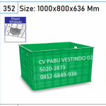 Green Leaf 2181 PR Box Container roda Keranjang rapat Plastik Serbaguna Industri wadah