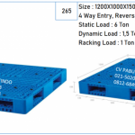 Rabbit NPD-1210 Pallet Plastik 4 Way Entry, Reversible, Forklift Kapasitas Static Load 6 Ton Dynamic 1,5 Ton Racking 1 Ton