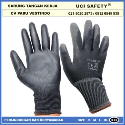 Sarung Tangan Pengaman kerja Sarung Tangan Safety Kerja Bahan Nylon Packing, Kerja, Elektronik PU Static Statis Multi Purpose Polyester Multitask Sarung Tangan Polyurethane Karet Uci Safety - Gambar 7