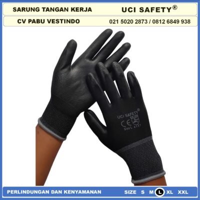 Uci Safety Sarung Tangan Telapak Tangan dilapisi karet Pengaman kerja - Gambar 8