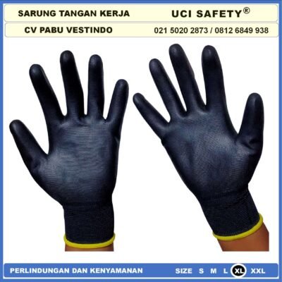 Sarung Tangan Pengaman kerja Uci Safety Hitam Black Security Kerja