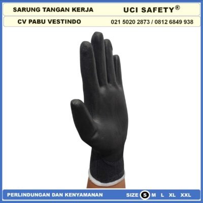 Uci Safety Sarung Tangan Bahan Nylon Polyester Elektronik Assembly Static Multi Purpose Polyurethane Kerja Palmfit Safety Gloves Security Dilapisi Karet Industri Pabrik Hand Gloves Mekanik Montir Berkebun otomotif Coating Karet - Gambar 3