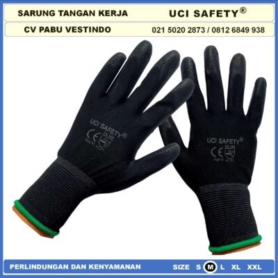 Uci Safety Sarung Tangan Bahan Nylon Polyester Elektronik Assembly Static Multi Purpose Polyurethane Kerja Palmfit Safety Gloves Security Dilapisi Karet Industri Pabrik Hand Gloves Mekanik Montir Berkebun otomotif Coating Karet - Gambar 5