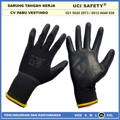 Uci Safety Sarung Tangan Bahan Nylon Polyester Elektronik Assembly Static Multi Purpose Polyurethane Kerja Palmfit Safety Gloves Security Dilapisi Karet Industri Pabrik Hand Gloves Mekanik Montir Berkebun otomotif Coating Karet - Gambar 8