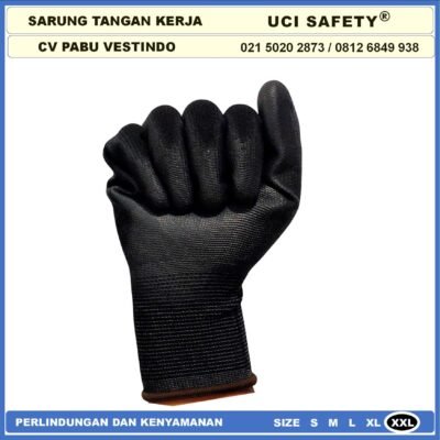 Uci Safety Sarung Tangan Kerja Palmfit Safety Gloves Security Dilapisi Karet Industri Pabrik Hand Gloves Mekanik Montir Berkebun Tukang Telapak Tangan dilapisi karet Bahan Nylon Polyester Elektronik Assembly Static PU Pengaman kerja - Gambar 7