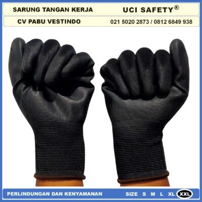 Uci Safety Sarung Tangan Polyurethane Kerja Palmfit Safety Gloves Security Dilapisi Karet Industri Pabrik Hand Gloves Mekanik Montir Berkebun Tukang Telapak Tangan dilapisi karet Bahan Nylon Polyester Elektronik Assembly Packing Statis - Gambar 2