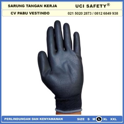 Uci Safety Sarung Tangan Polyurethane Kerja Palmfit Safety Gloves Security Dilapisi Karet Industri Pabrik Hand Gloves Mekanik Montir Berkebun Tukang Telapak Tangan dilapisi karet Bahan Nylon Polyester Elektronik Assembly Packing Statis - Gambar 7