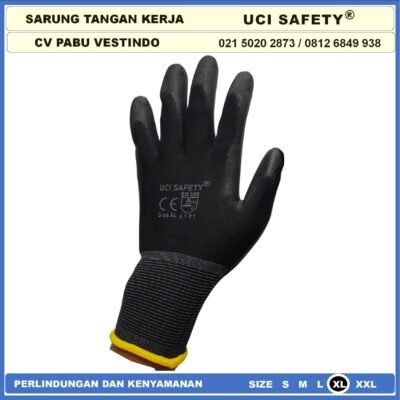 Uci Safety Sarung Tangan Polyurethane Kerja Palmfit Safety Gloves Security Dilapisi Karet Industri Pabrik Hand Gloves Mekanik Montir Berkebun Tukang Telapak Tangan dilapisi karet Bahan Nylon Polyester Elektronik Assembly Packing Statis - Gambar 8