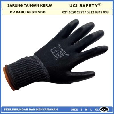 Uci Safety Sarung Tangan Safety Gloves Security Dilapisi Karet Industri Pabrik Hand Gloves Mekanik Montir Berkebun Tukang Telapak Tangan dilapisi karet Bahan Nylon Polyester Elektronik Assembly Static Multi Purpose Polyurethane Multitask Palm Fit - Gambar 7