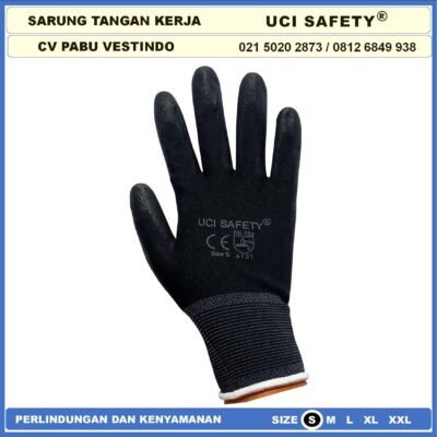 Uci Safety Sarung Tangan Safety Gloves Security Dilapisi Karet Industri Pabrik Hand Gloves Mekanik Montir Berkebun Tukang Telapak Tangan dilapisi karet Bahan Nylon Polyester Elektronik Assembly Static Multi Purpose Polyurethane Multitask Palm Fit - Gambar 8