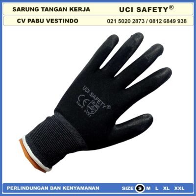 Sarung Tangan Uci Safety Static Multi Purpose Polyurethane Kerja Palmfit Safety Gloves Security Dilapisi Karet Industri Pabrik Hand Gloves Mekanik Montir Berkebun Tukang Telapak Tangan dilapisi karet Coating Karet Packing - Gambar 3