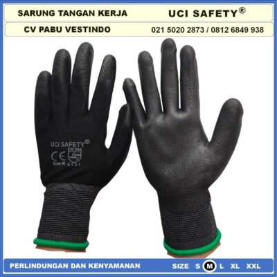 Sarung Tangan Uci Safety Static Multi Purpose Polyurethane Kerja Palmfit Safety Gloves Security Dilapisi Karet Industri Pabrik Hand Gloves Mekanik Montir Berkebun Tukang Telapak Tangan dilapisi karet Coating Karet Packing - Gambar 5