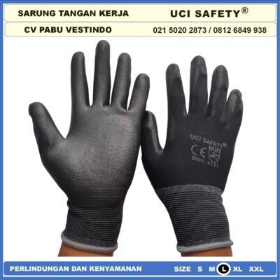 Sarung Tangan Uci Safety Static Multi Purpose Polyurethane Kerja Palmfit Safety Gloves Security Dilapisi Karet Industri Pabrik Hand Gloves Mekanik Montir Berkebun Tukang Telapak Tangan dilapisi karet Coating Karet Packing - Gambar 6