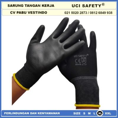 Sarung Tangan Uci Safety Static Multi Purpose Polyurethane Kerja Palmfit Safety Gloves Security Dilapisi Karet Industri Pabrik Hand Gloves Mekanik Montir Berkebun Tukang Telapak Tangan dilapisi karet Coating Karet Packing - Gambar 8