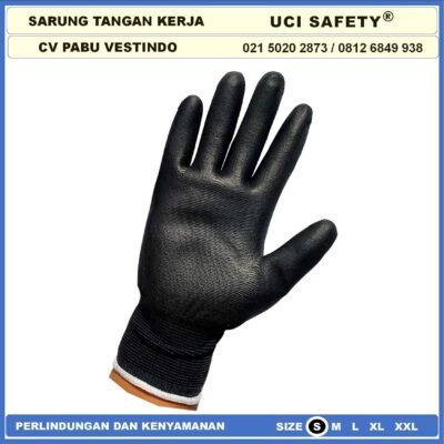Sarung Tangan Packing, Kerja, Elektronik PU Static Statis Multi Purpose Polyester Multitask Sarung Tangan Polyurethane Karet Kerja Palm Fit Palmfit Uci Safety - Gambar 3