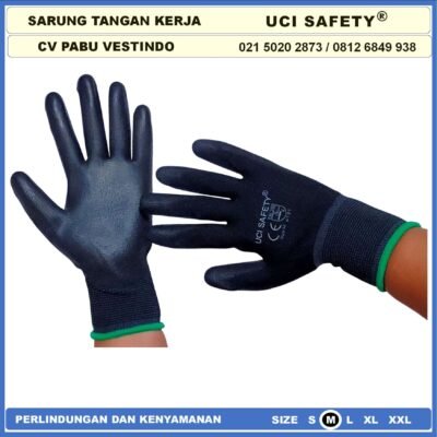 Sarung Tangan Packing, Kerja, Elektronik Static Multi Purpose Multitask Karet Palm Fit Size Ukuran S,M, L, XL Proyek Security Satpam Kerja Anti Slip Hitam Black Hand Gloves Berkebun Coating Karet Pengaman kerja Packing, Kerja, Elektronik Uci Safety - Gambar 7