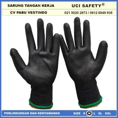 Sarung Tangan Uci Safety Dilapisi Karet Industri Pabrik Hand Gloves Mekanik Montir Berkebun Tukang Telapak Tangan dilapisi karet Bahan Nylon Polyester Elektronik Assembly Static Multi Purpose Polyurethane Kerja Palmfit Palm Fit Proyek - Gambar 2