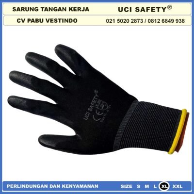 Sarung Tangan Uci Safety Dilapisi Karet Industri Pabrik Hand Gloves Mekanik Montir Berkebun Tukang Telapak Tangan dilapisi karet Bahan Nylon Polyester Elektronik Assembly Static Multi Purpose Polyurethane Kerja Palmfit Palm Fit Proyek - Gambar 4