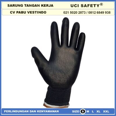 Sarung Tangan Uci Safety Dilapisi Karet Industri Pabrik Hand Gloves Mekanik Montir Berkebun Tukang Telapak Tangan dilapisi karet Bahan Nylon Polyester Elektronik Assembly Static Multi Purpose Polyurethane Kerja Palmfit Palm Fit Proyek - Gambar 7