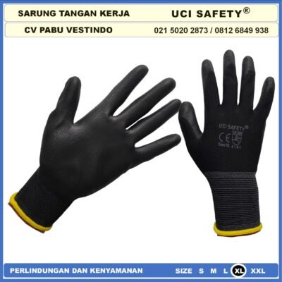 Uci Safety Sarung Tangan Karet Palm Fit Hitam Size XL - Gambar 7