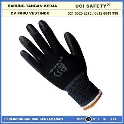 Sarung Tangan Uci Safety Montir Berkebun Tukang Telapak Tangan dilapisi karet Bahan Nylon Polyester Elektronik Assembly Static Multi Purpose Polyurethane Kerja Palmfit Safety Gloves Security Dilapisi Karet Industri Pabrik Anti Slip Motor - Gambar 6