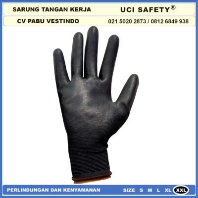 Uci Safety Sarung Tangan Multi Purpose Polyurethane Kerja Palmfit Safety Gloves Security Dilapisi Karet Industri Pabrik Hand Gloves Mekanik Montir Berkebun Tukang Telapak Tangan dilapisi karet Bahan Nylon Polyester Pengaman kerja PU - Gambar 8
