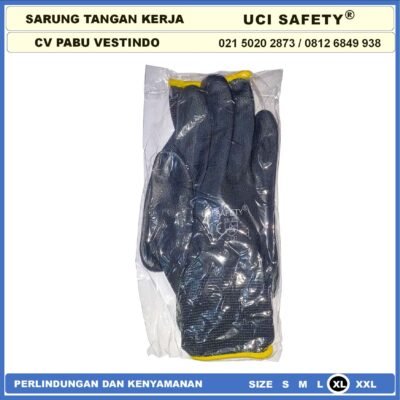 Uci Safety Sarung Tangan Telapak Tangan dilapisi karet Bahan Nylon Polyester Elektronik Assembly Static Multi Purpose Polyurethane Kerja Palmfit Safety Gloves Security Dilapisi Karet Industri Pabrik Hand Gloves Mekanik Montir Bengkel Bagunan - Gambar 5