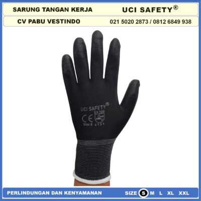 Uci Safety Sarung Tangan Telapak Tangan dilapisi karet Bahan Nylon Polyester Elektronik Assembly Static Multi Purpose Polyurethane Kerja Palmfit Safety Gloves Security Dilapisi Karet Industri Pabrik Hand Gloves Mekanik Montir Bengkel Bagunan - Gambar 8