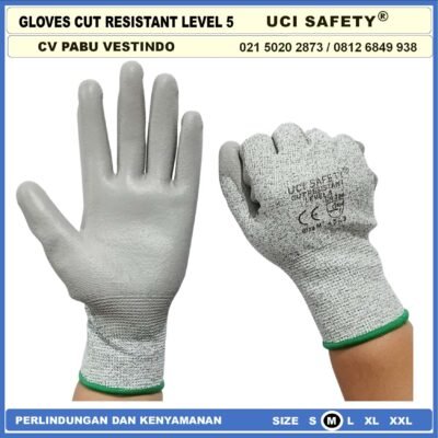 Anti Sayat Sarung Tangan 4543 Anti Pisau Potong Coating Karet - Gambar 2