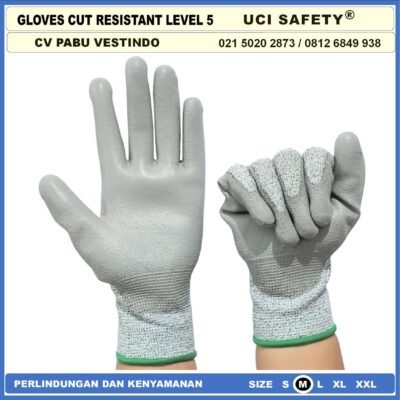 Uci Safety Tebal Motor, Berkebun, Mekanik, Bengkel, Tukang Sarung Tangan 4543 Karet Polyurethane Sarung Tangan Anti Potong Anti Sayat Cut Resistant - Gambar 3