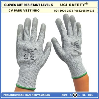 Anti Potong Mekanik, Motor, Berkebun, Bengkel, Tukang Karet Polyurethane Anti Potong Cut Resistant Anti Pisau Potong Hand Gloves Coating Karet Warna Abu Abu Pengaman kerja - Gambar 2