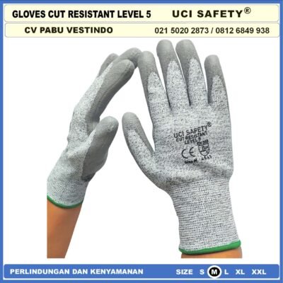 Level 5 Uci Safety Tebal Motor, Berkebun, Mekanik, Bengkel, Tukang Sarung Tangan 4543 Karet Polyurethane Sarung Tangan Anti Potong - Gambar 5