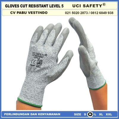 Uci Safety Motor, Berkebun, Mekanik, Bengkel, Tukang Karet Polyurethane Anti Potong Cut Resistant Anti Benda Tajam Anti Gores Anti Licin Anti Slip Anti Iris Telapak Tangan dilapisi karet Pengaman kerja - Gambar 8