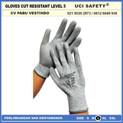 Ukuran M & L Level 5 Uci Safety Tebal Motor, Berkebun, Mekanik, Bengkel, Tukang Sarung Tangan 4543 Karet Polyurethane Sarung Tangan - Gambar 2