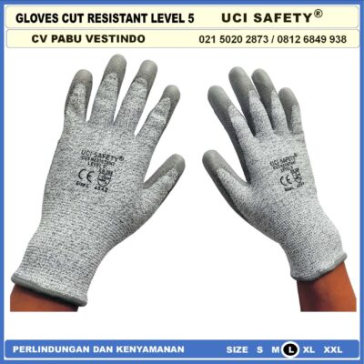 Safety Gloves Kontruksi Welding Proyek bengkel Level 5 Anti Potong - Gambar 3