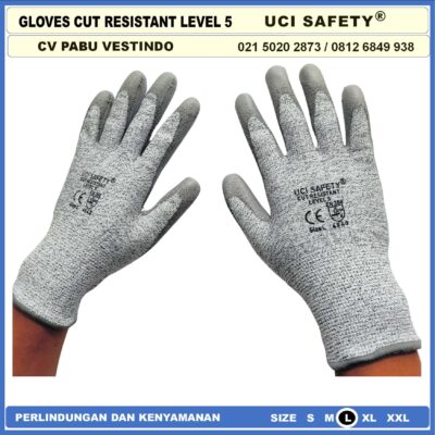 Uci Safety Tebal Motor, Berkebun, Mekanik, Bengkel, Tukang Sarung Tangan kerja 4543 Karet Polyurethane Sarung Tangan Anti Potong Anti Sayat - Gambar 7