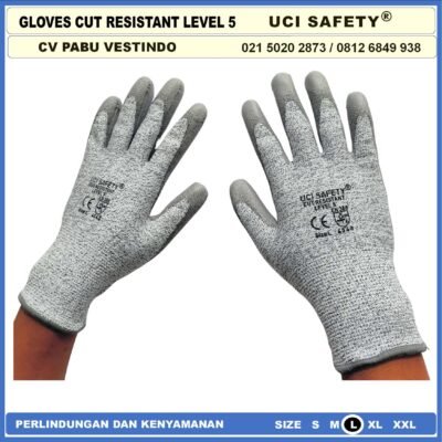 Uci Safety Anti Sayat Cut Resistant safety Gloves Anti Benda Tajam Anti Pisau Potong Anti Gores Hand Gloves Anti Licin Anti Slip Anti Iris - Gambar 3