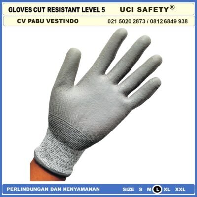 Uci Safety Tebal Motor, Berkebun, Mekanik, Bengkel, Tukang Sarung Tangan 4543 Karet Polyurethane Sarung Tangan Anti Potong Anti Sayat Cut Resistant safety Gloves - Gambar 4