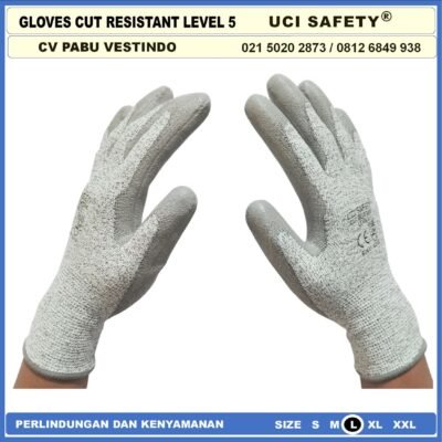 Ukuran M & L Uci Safety Motor, Berkebun, Mekanik, Bengkel, Tukang Karet Polyurethane Anti Potong Cut Resistant Anti Benda Tajam Anti Gores Anti Licin Anti Slip Anti Iris Telapak Tangan dilapisi karet - Gambar 5
