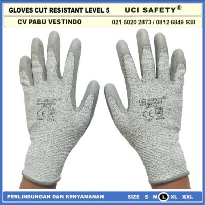 Uci Safety Hand Gloves Anti Licin Anti Slip Anti Iris Coating Karet Telapak Tangan dilapisi karet Warna Abu Abu Pengaman kerja Sarung Tangan Safety Kerja Safety Gloves - Gambar 2