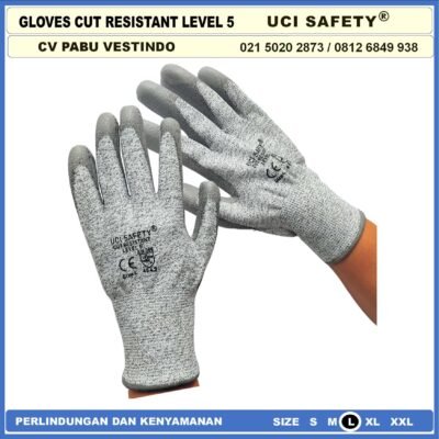 Coating Karet Telapak Tangan dilapisi karet Warna Abu Abu Pengaman kerja Sarung Tangan Safety Kerja Safety Gloves Kawat Besi Baja Kaca Pabrik industri Kontruksi Welding Proyek bengkel - Gambar 5