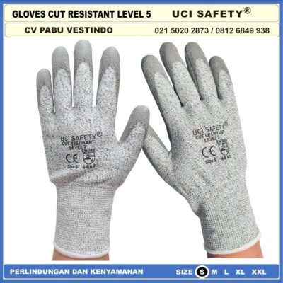 Sarung Tangan Cut resistan level 5 anti pisau benda tajam dilapisi Karet Kerja Bengkel, Mekanik, Motor, Security, Kebun Uci Safety - Gambar 8