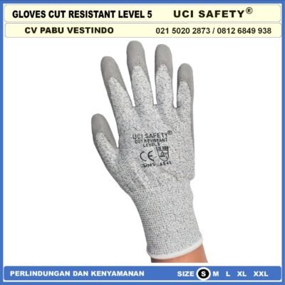 Anti Potong Mekanik, Motor, Berkebun, Bengkel, Tukang Karet Polyurethane Anti Potong Cut Resistant Anti Pisau Potong Hand Gloves Coating Karet Warna Abu Abu Pengaman kerja - Gambar 7