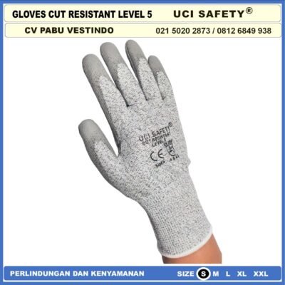 Uci Safety Anti Pisau Potong Anti Gores Hand Gloves Anti Licin Anti Slip Anti Iris Coating Karet Telapak Tangan dilapisi karet Warna Abu Abu Pengaman kerja - Gambar 7