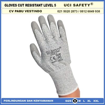 Cut Level 5 Sarung Tangan safety Karet Palm Fit Gloves - Gambar 8