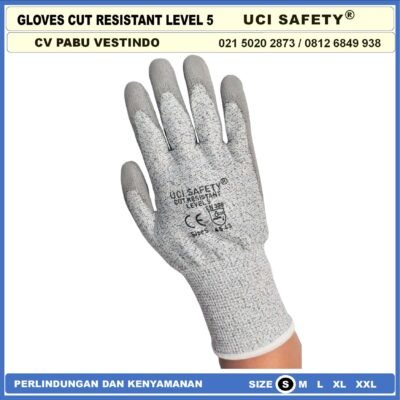 Anti Sayat safety Gloves Anti Pisau Potong Anti Gores Coating Karet Sarung Tangan Safety Kerja Kawat Besi Baja Kaca Pabrik industri Ukuran M & L Level 5 Tebal - Gambar 4