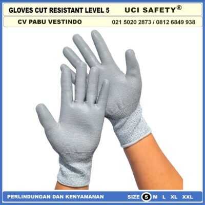 Telapak Tangan dilapisi karet/nitril Warna Abu Abu Pengaman kerja Sarung Tangan uci Safety Kerja Safety Gloves Kawat Besi Baja Kaca Pabrik industri Kontruksi Welding Proyek bengkel Ukuran M & L - Gambar 5