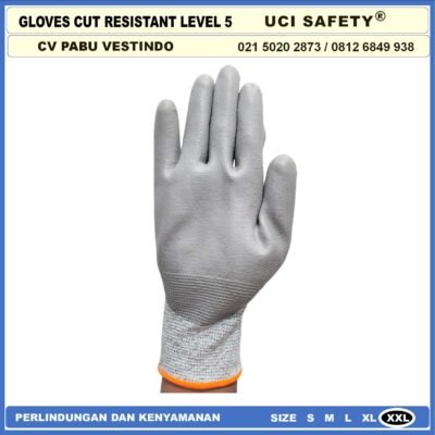 Anti Sayat Cut Resistant safety Gloves Anti Benda Tajam Anti Pisau Potong Anti Gores Hand Gloves Anti Licin Anti Slip Anti Iris Coating Karet Telapak Tangan dilapisi karet - Gambar 4